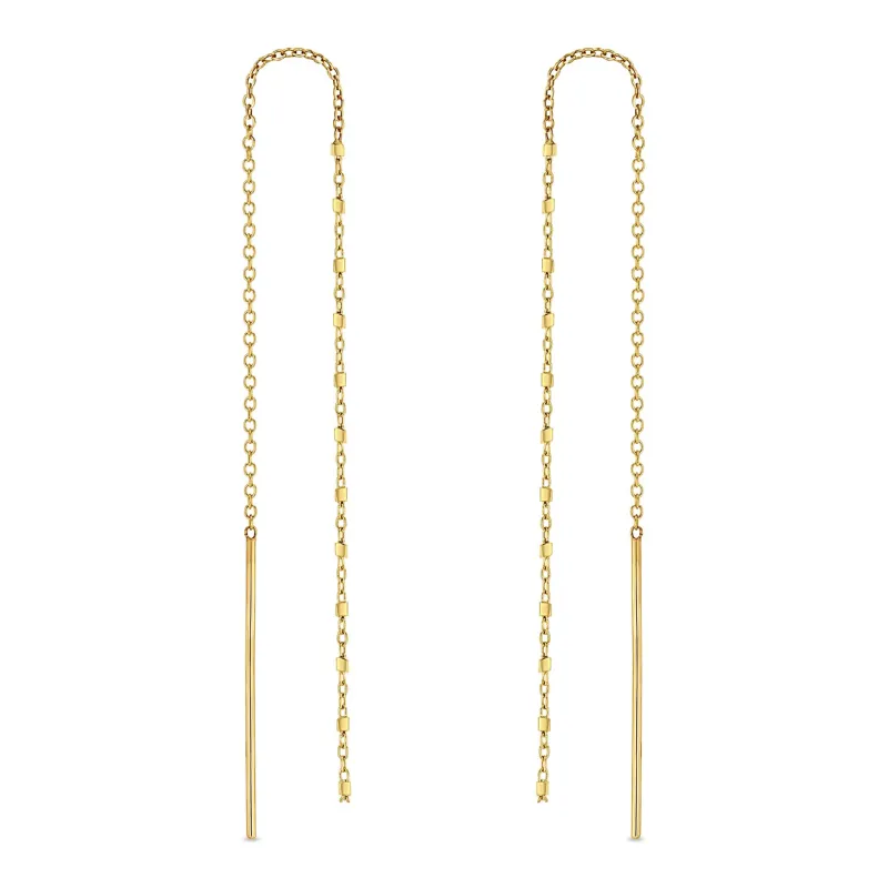 14k Gold Square Bead Chain Drop Threaders sold by Zoe Chicco