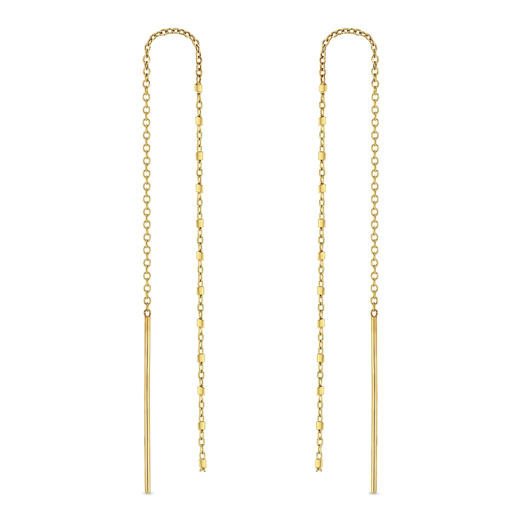 14k Gold Square Bead Chain Drop Threaders sold by Zoe Chicco