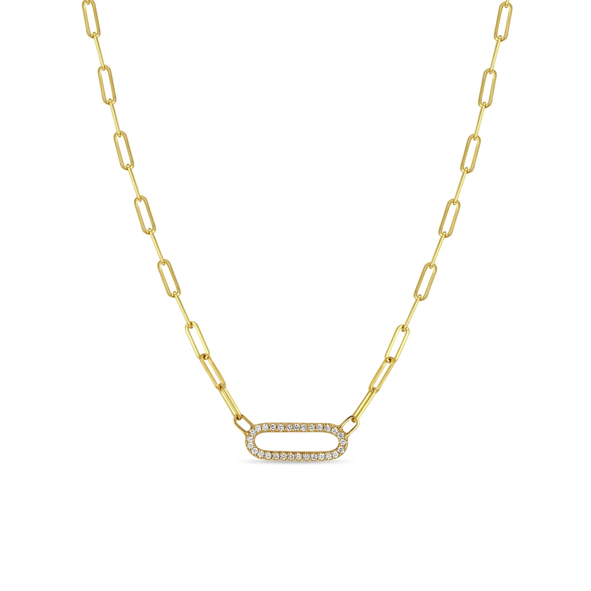 14k Pavé Diamond Link Small Paperclip Chain Necklace sold by Zoe Chicco