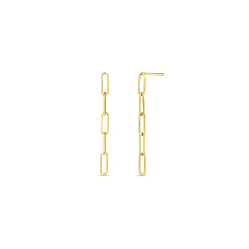 14k Gold Small Paperclip Chain Drop Earrings sold by Zoe Chicco