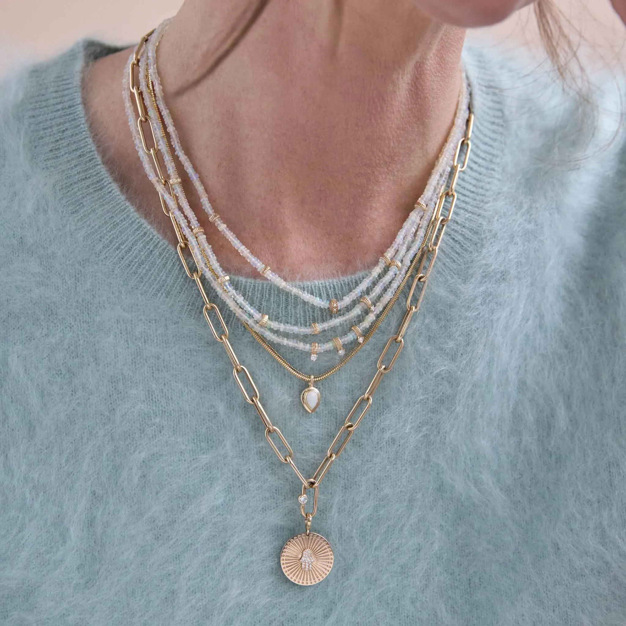 14k Single Diamond Bezel Large Paperclip Chain Necklace sold by Zoe Chicco product image thumbnail 3