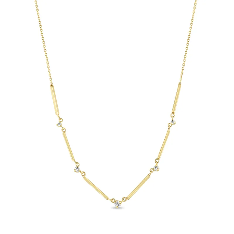 14k 6 Linked Bar & Graduated Diamond Station Necklace sold by Zoe Chicco