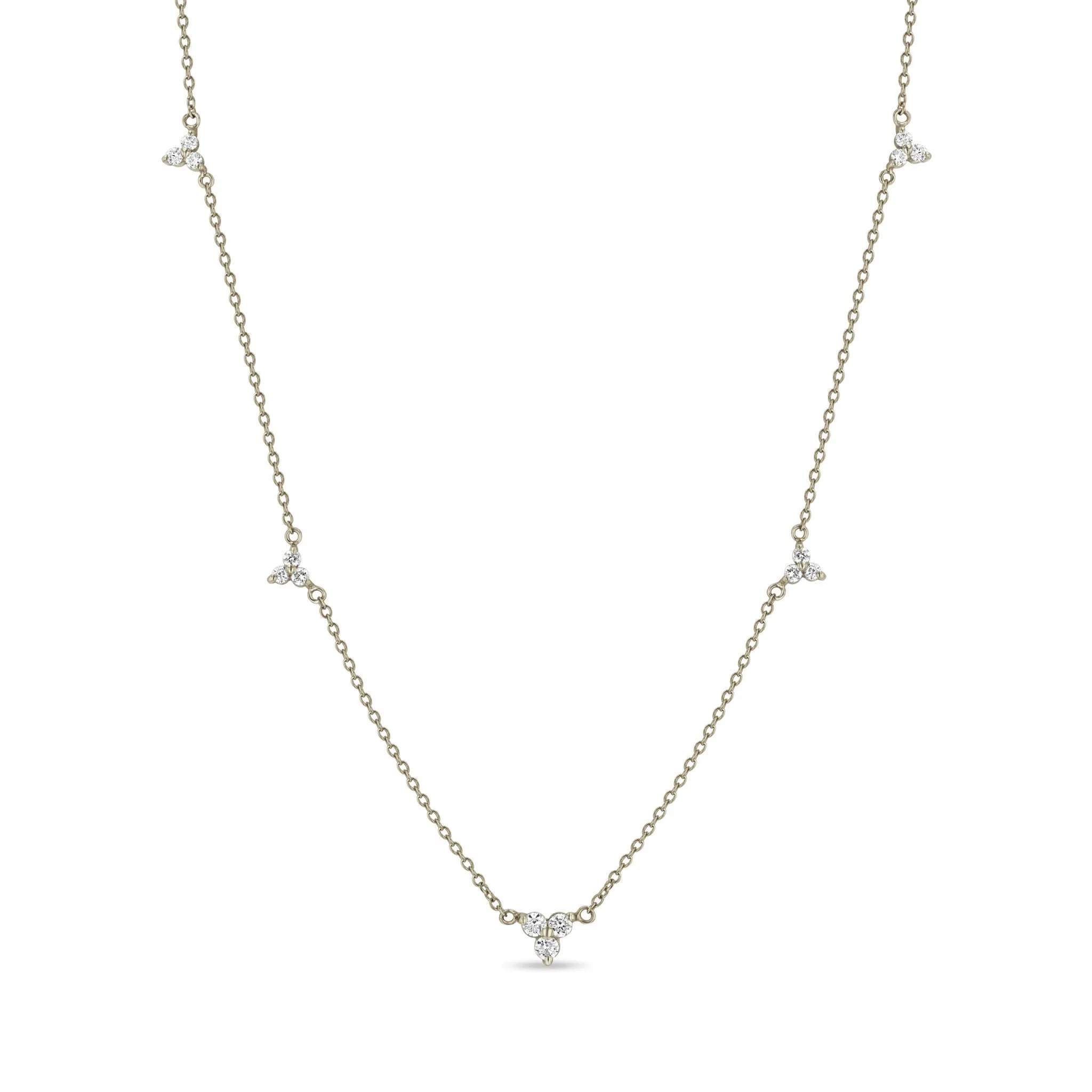 14k 5 Graduated Diamond Trio Station Necklace sold by Zoe Chicco product image thumbnail 5