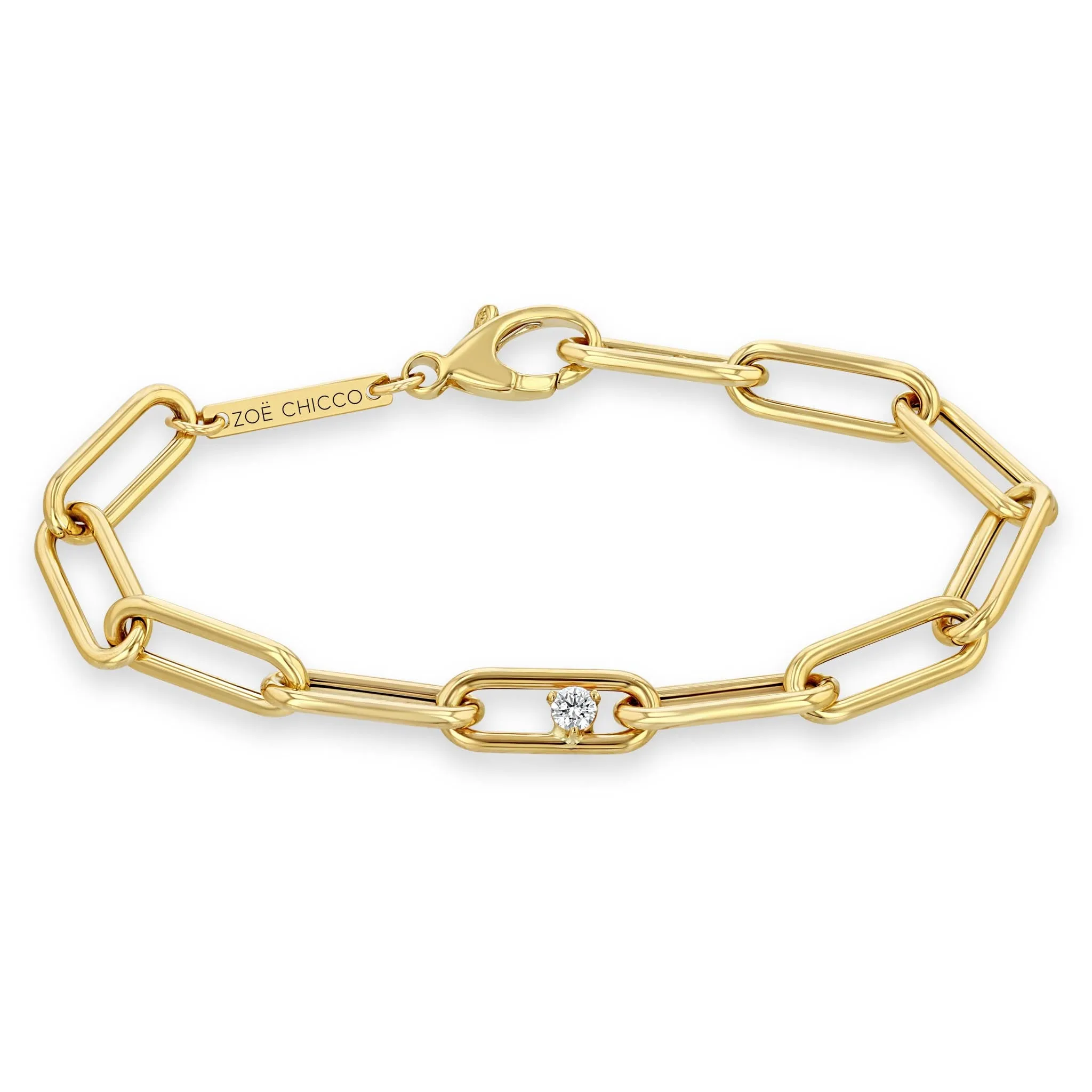 14k Nested Diamond Large Paperclip Chain Bracelet sold by Zoe Chicco