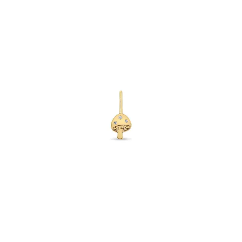 14k Single Midi Bitty Diamond Mushroom Charm sold by Zoe Chicco