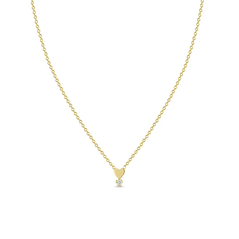 14k Itty Bitty Heart & Prong Diamond Necklace sold by Zoe Chicco