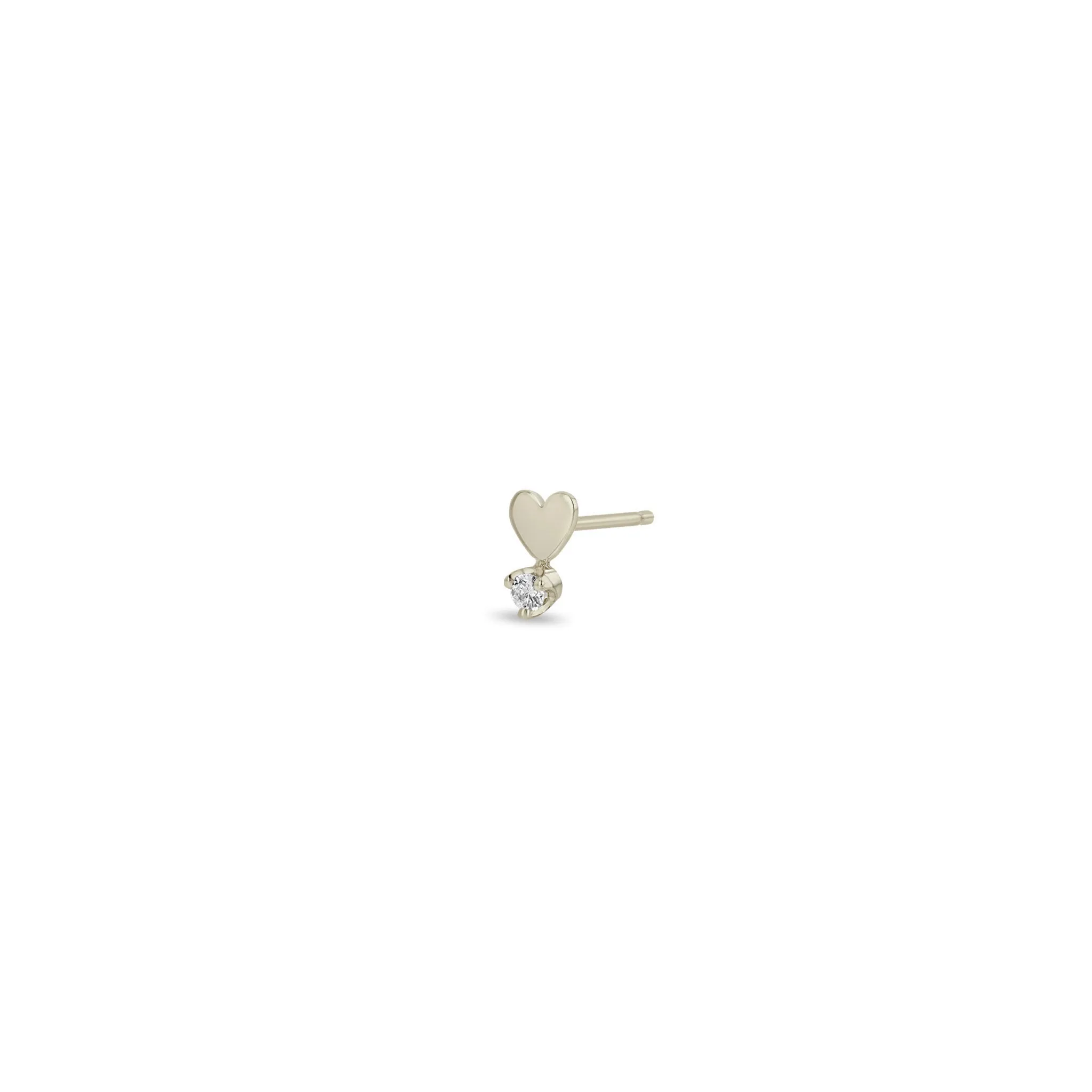 14k Itty Bitty Heart & Prong Diamond Stud sold by Zoe Chicco product image thumbnail 3