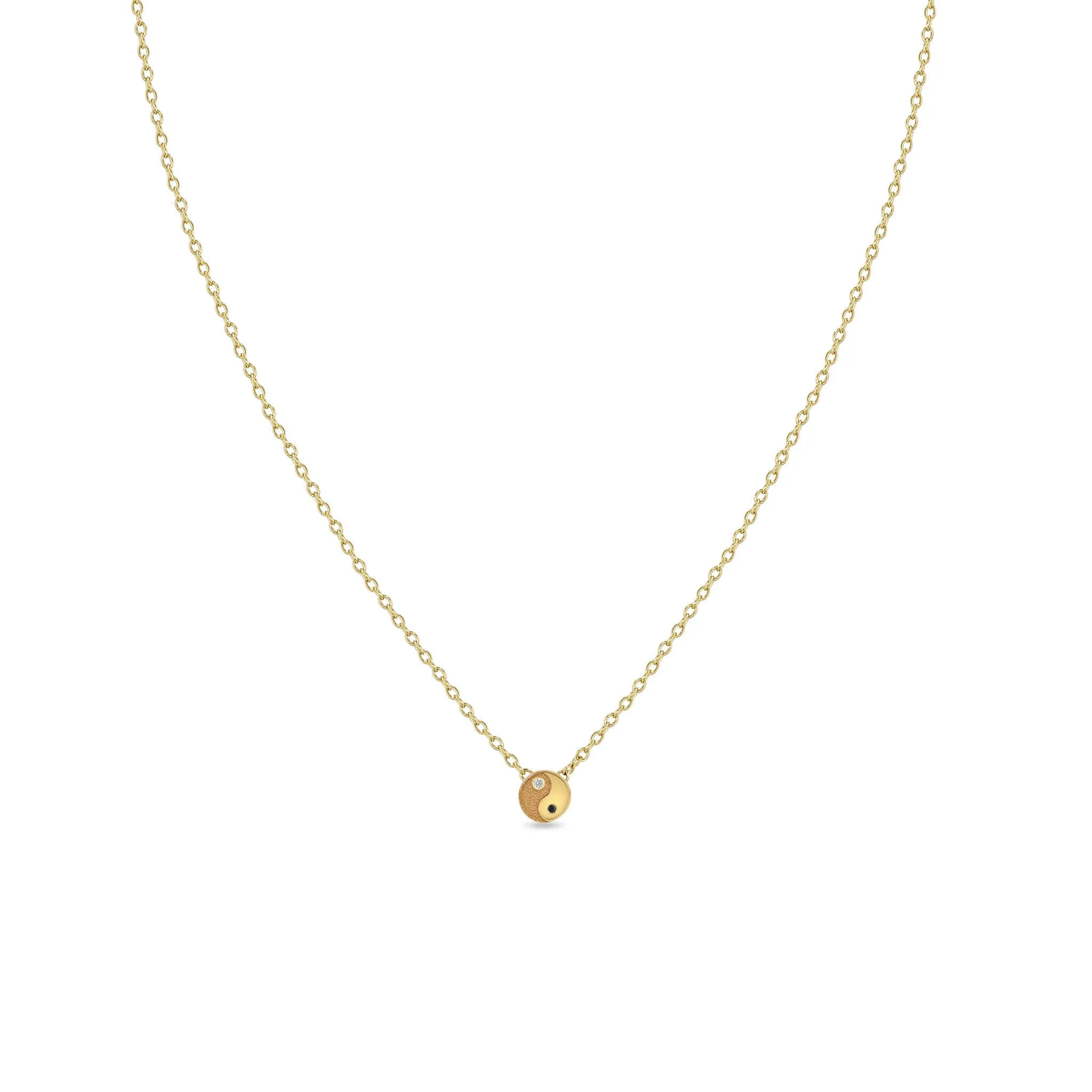 14k Itty Bitty Black & White Diamond Yin Yang Necklace sold by Zoe Chicco