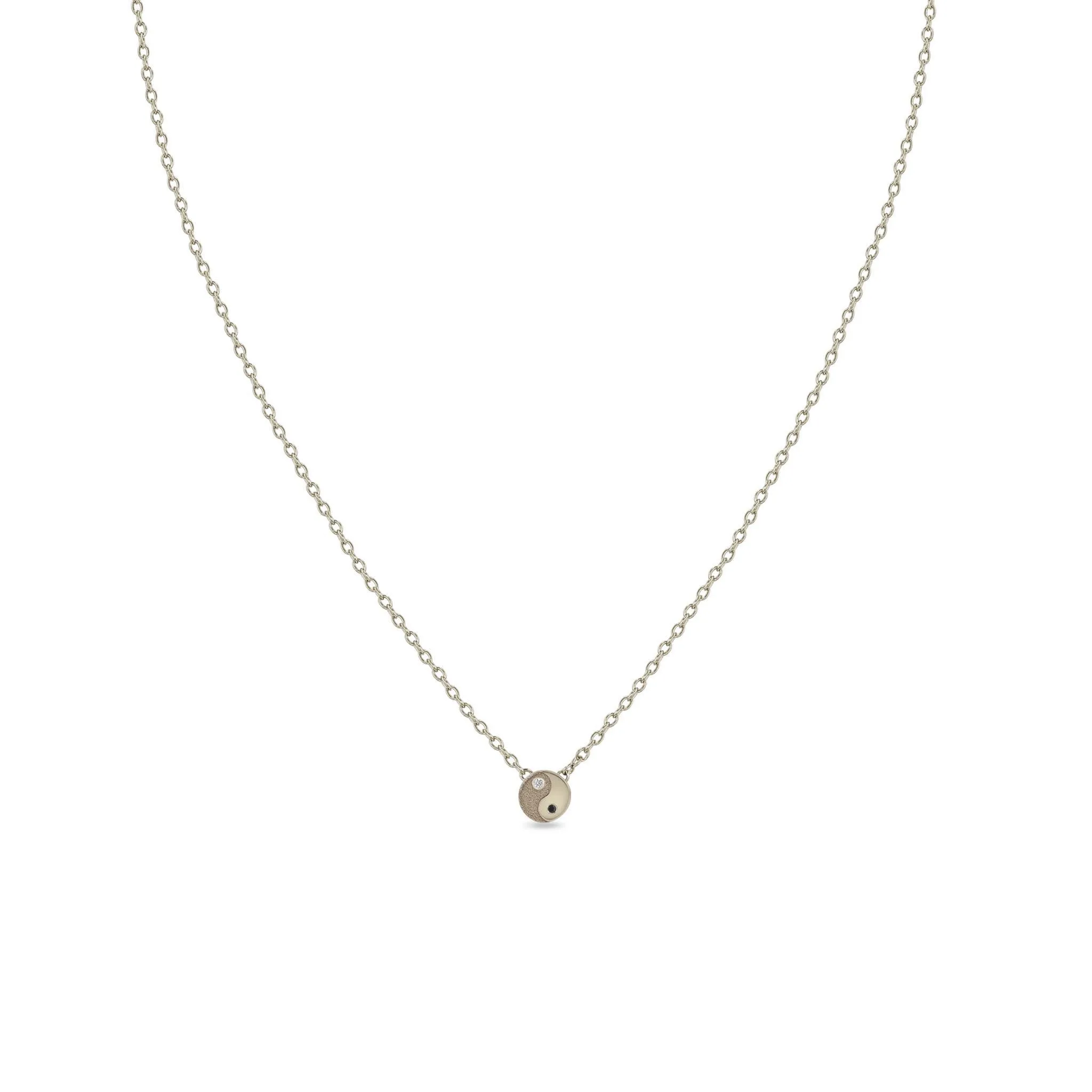 14k Itty Bitty Black & White Diamond Yin Yang Necklace sold by Zoe Chicco product image thumbnail 4