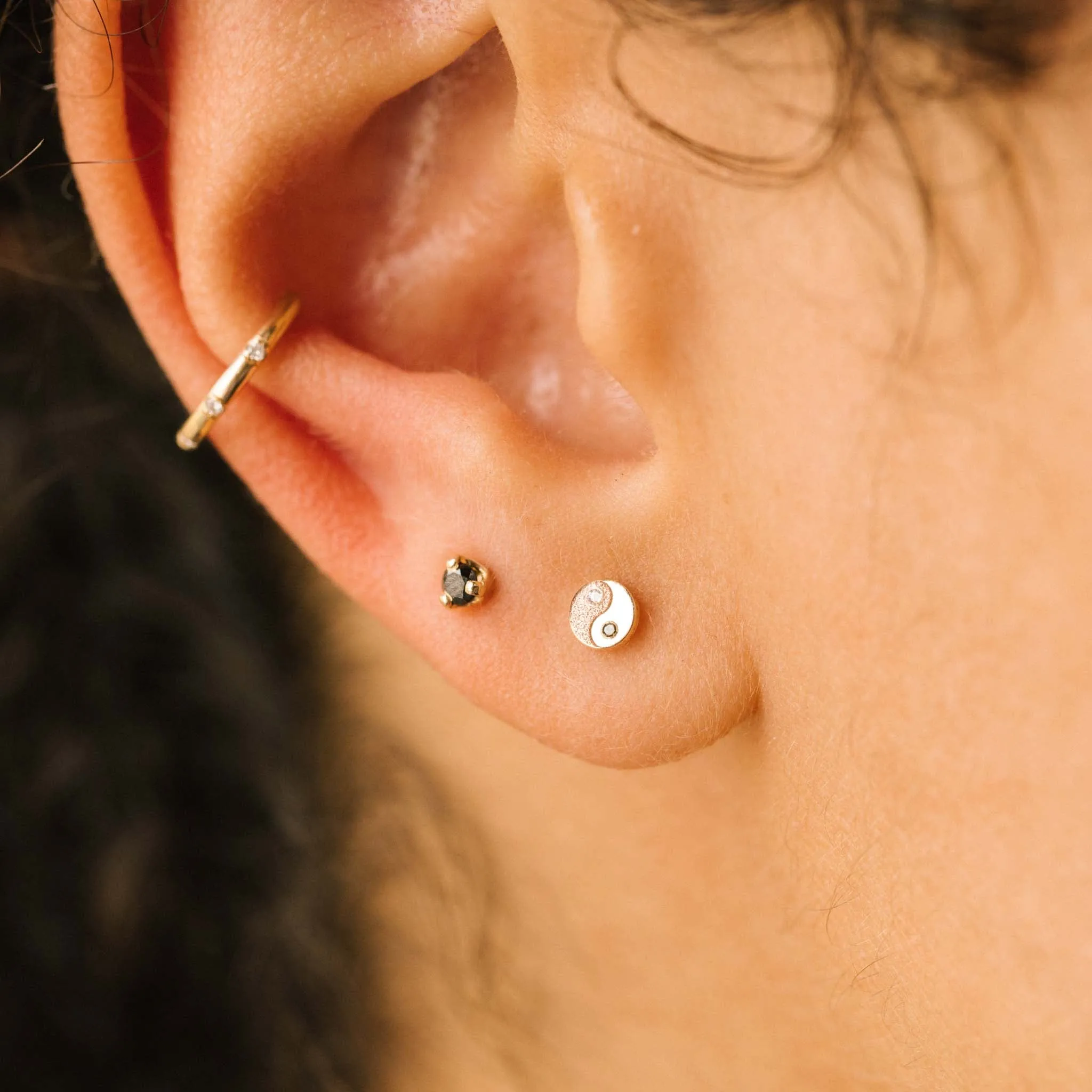 14k Itty Bitty Black & White Diamond Yin Yang Stud sold by Zoe Chicco product image thumbnail 2