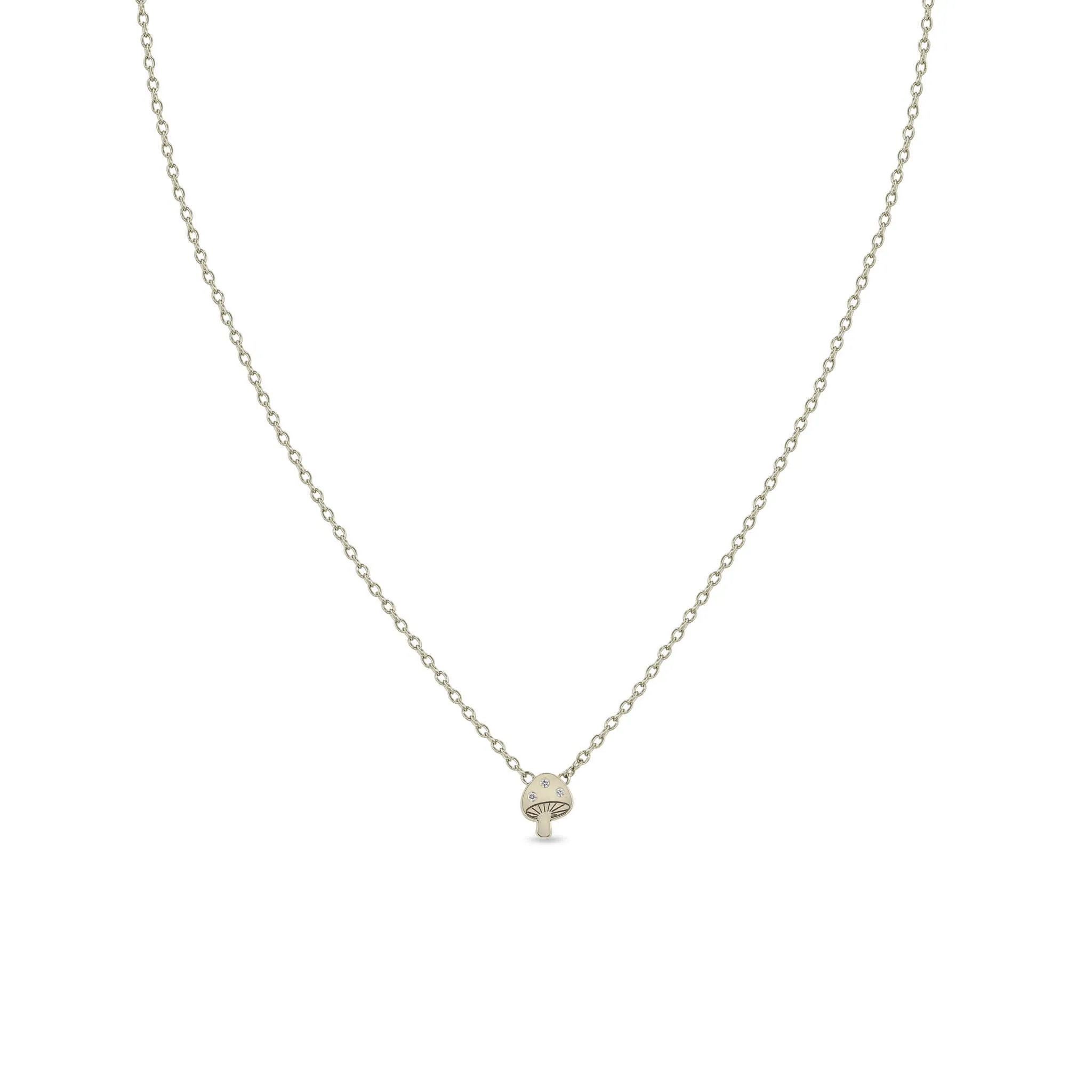 14k Itty Bitty Diamond Mushroom Necklace sold by Zoe Chicco product image thumbnail 3