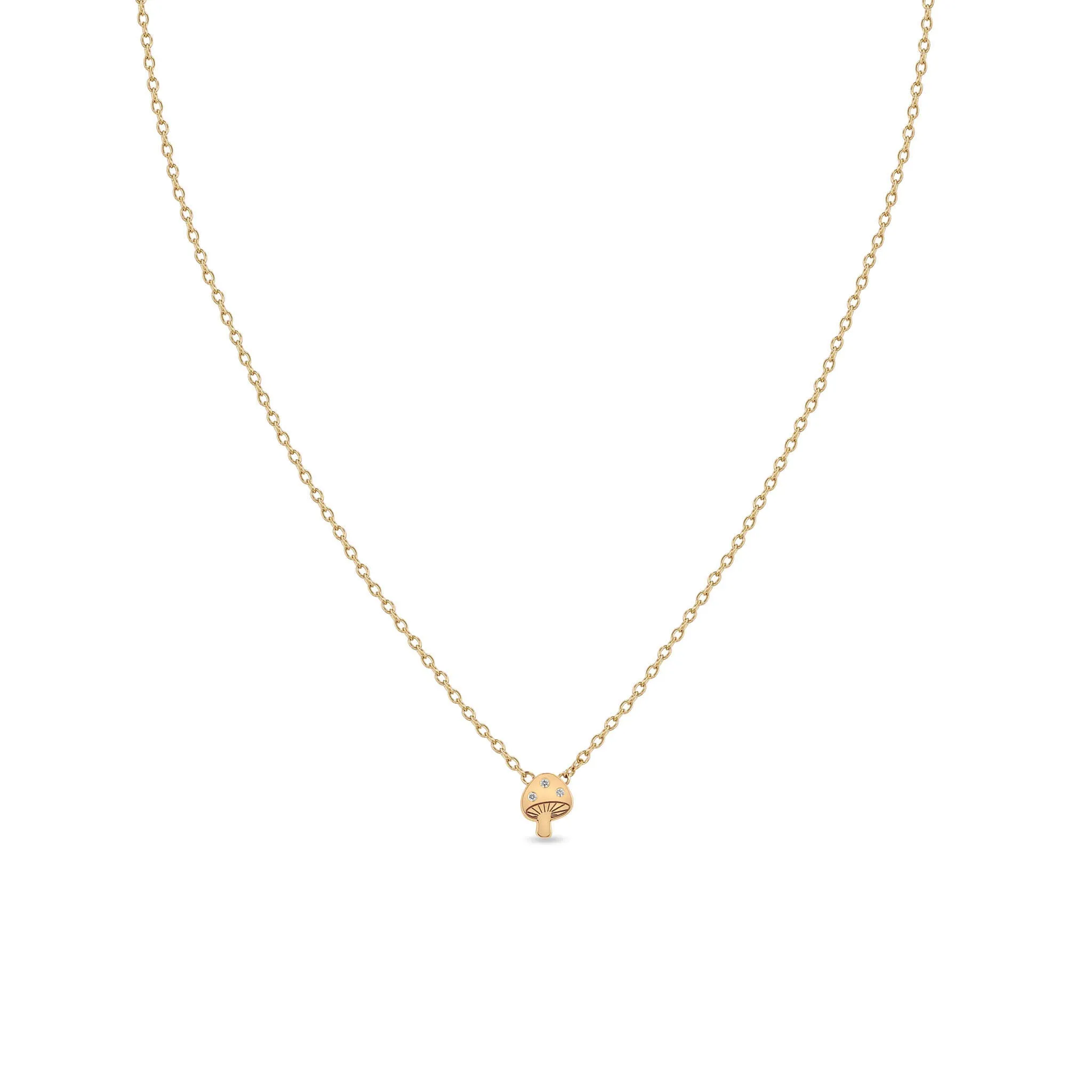14k Itty Bitty Diamond Mushroom Necklace sold by Zoe Chicco product image thumbnail 2