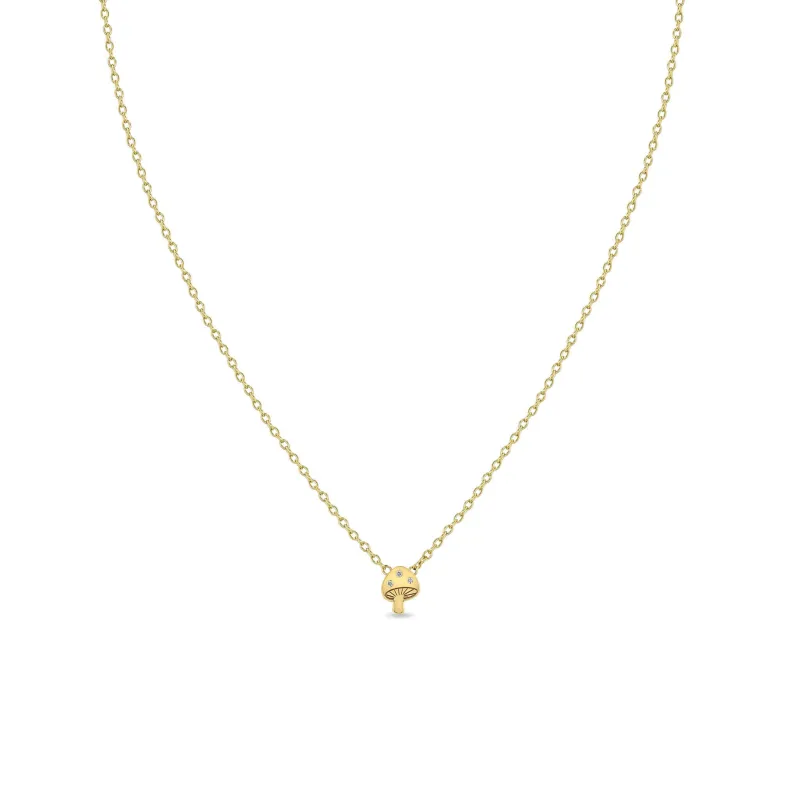 14k Itty Bitty Diamond Mushroom Necklace sold by Zoe Chicco