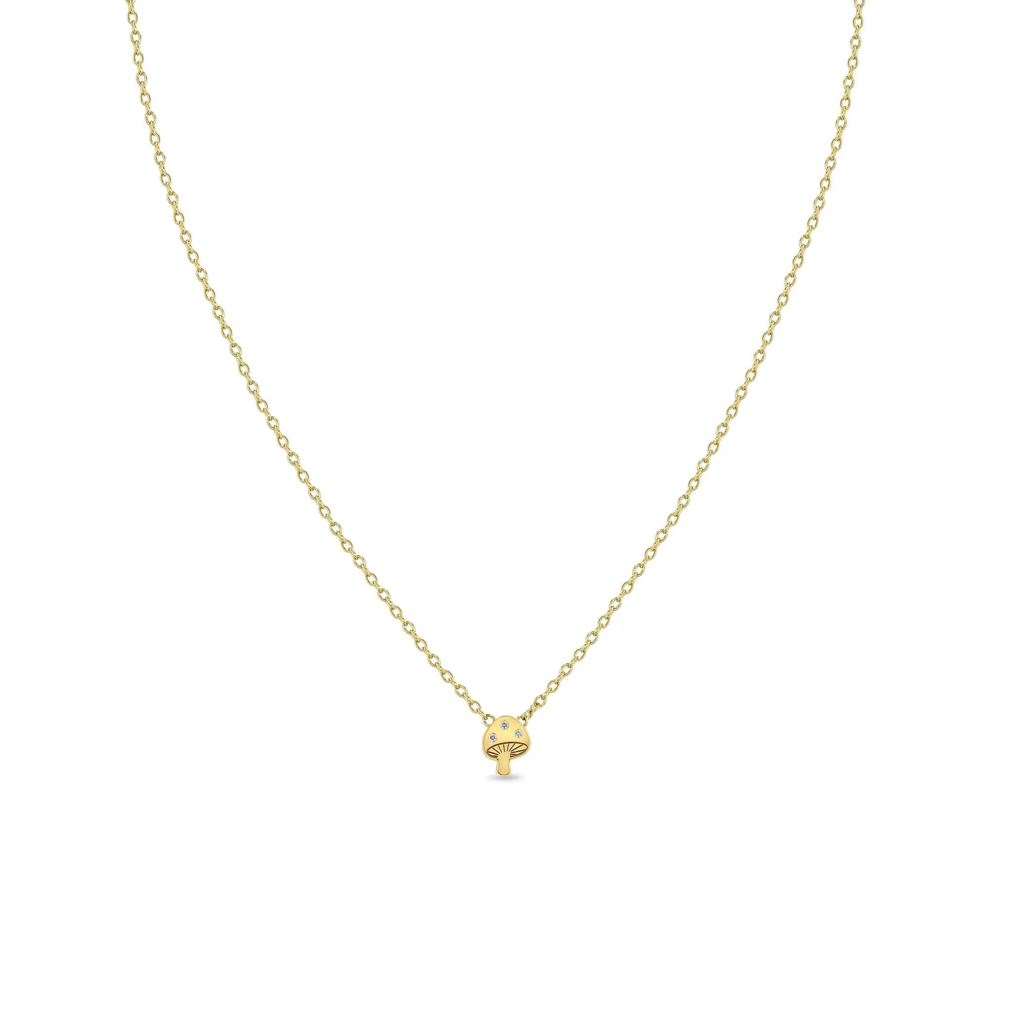 14k Itty Bitty Diamond Mushroom Necklace sold by Zoe Chicco