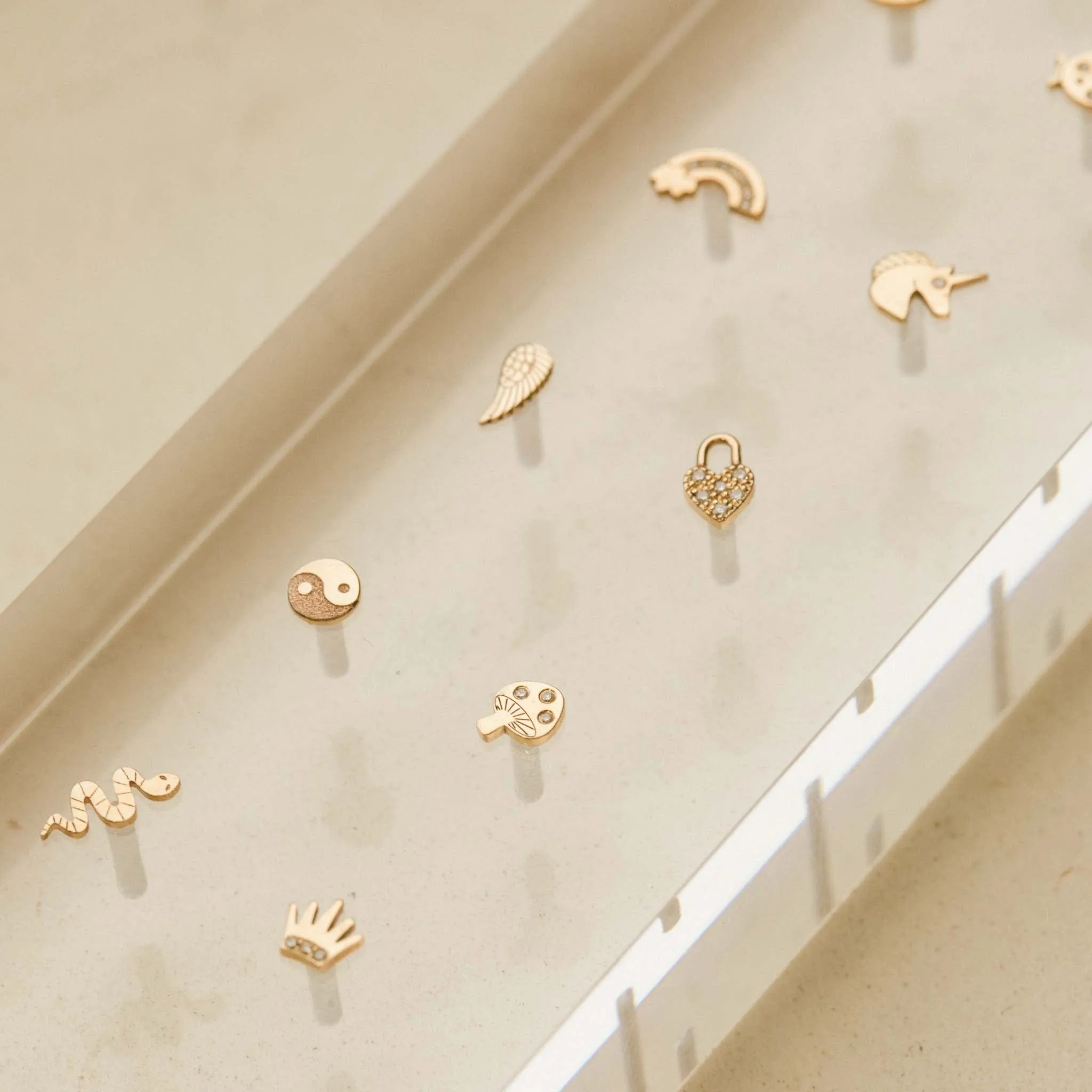 14k Itty Bitty Diamond Mushroom Stud sold by Zoe Chicco product image thumbnail 2