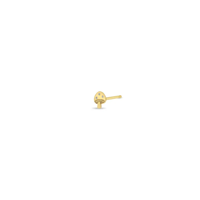 14k Itty Bitty Diamond Mushroom Stud sold by Zoe Chicco