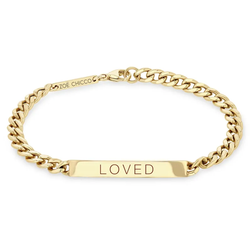 14k Gold Medium Curb Chain Personalized ID Bracelet sold by Zoe Chicco