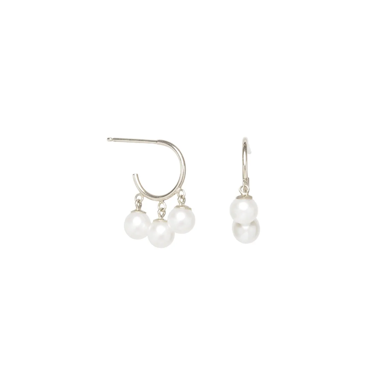 14k 3 Dangling Pearls Thin Huggie Hoops sold by Zoe Chicco product image thumbnail 2