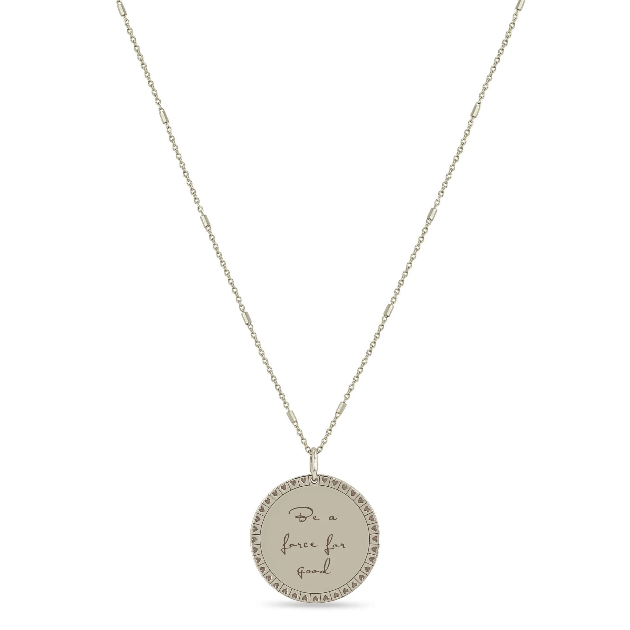 14k Medium Mantra with Heart Border Bar & Cable Chain Necklace sold by Zoe Chicco product image thumbnail 2
