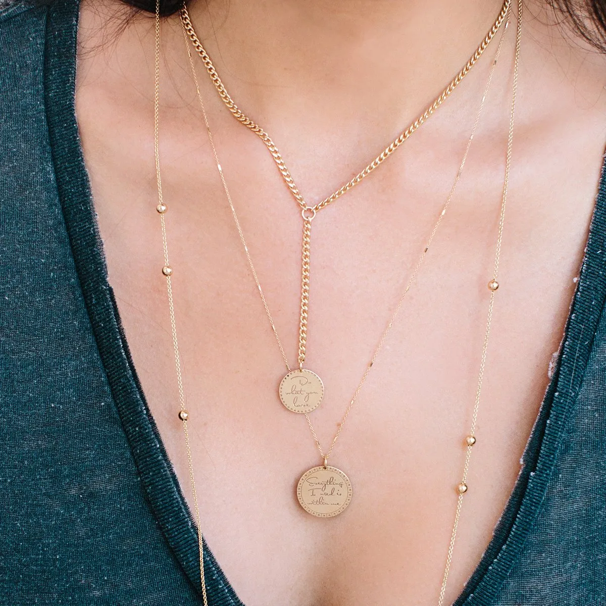 14k Medium Mantra with Star Border Bar & Cable Chain Necklace sold by Zoe Chicco product image thumbnail 2