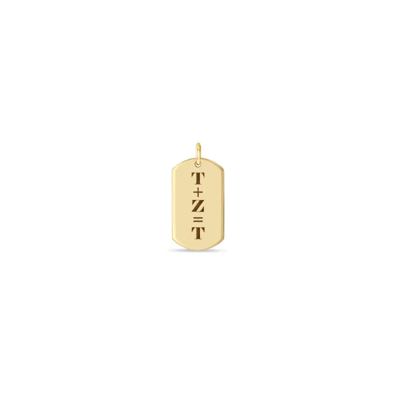14k Single Initials Equation Medium Dog Tag Charm sold by Zoe Chicco
