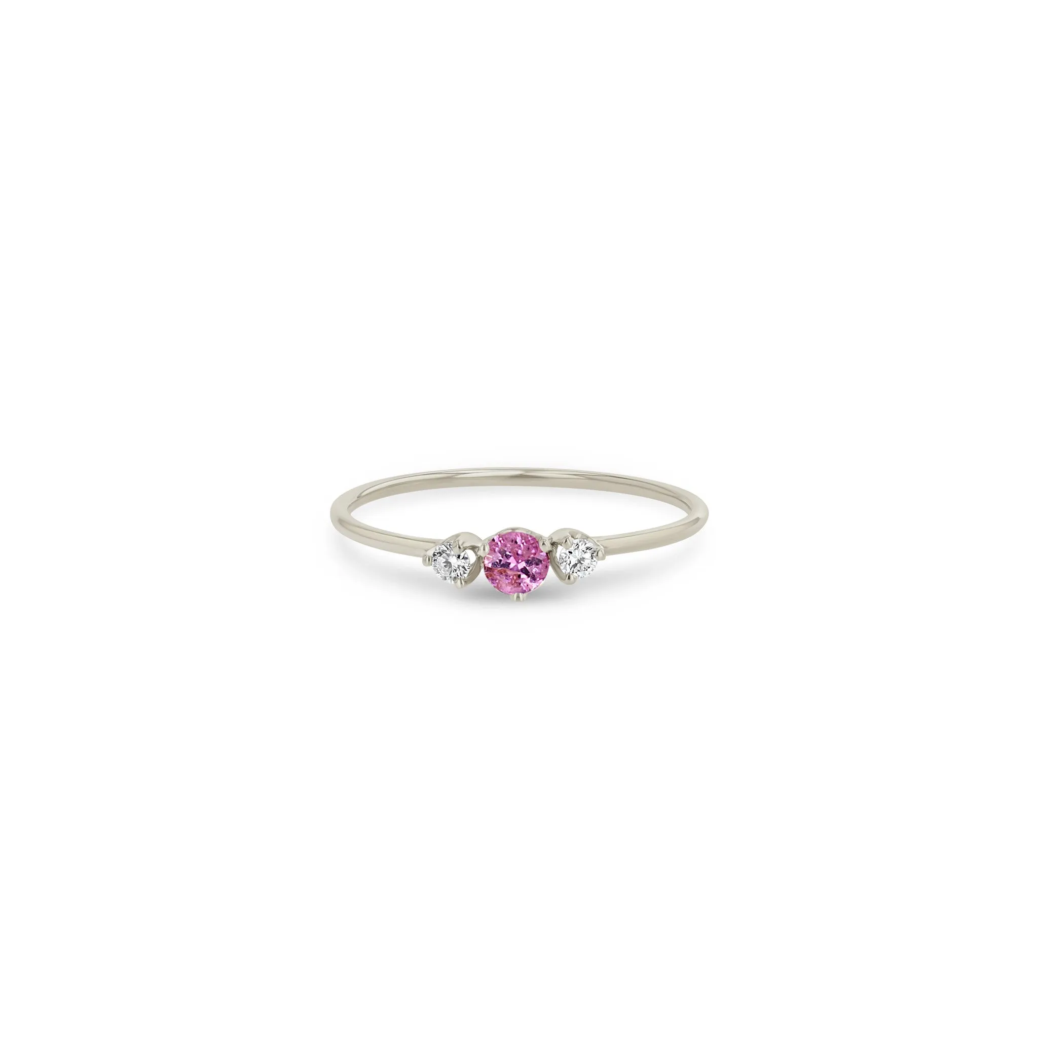 14k Prong Diamonds & Pink Sapphire Ring sold by Zoe Chicco product image thumbnail 3