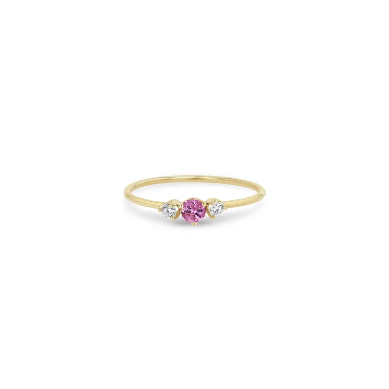 14k Prong Diamonds & Pink Sapphire Ring sold by Zoe Chicco