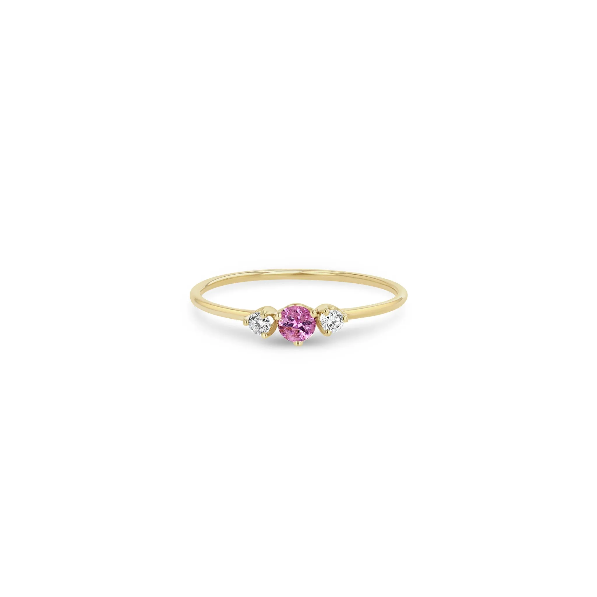 14k Prong Diamonds & Pink Sapphire Ring sold by Zoe Chicco