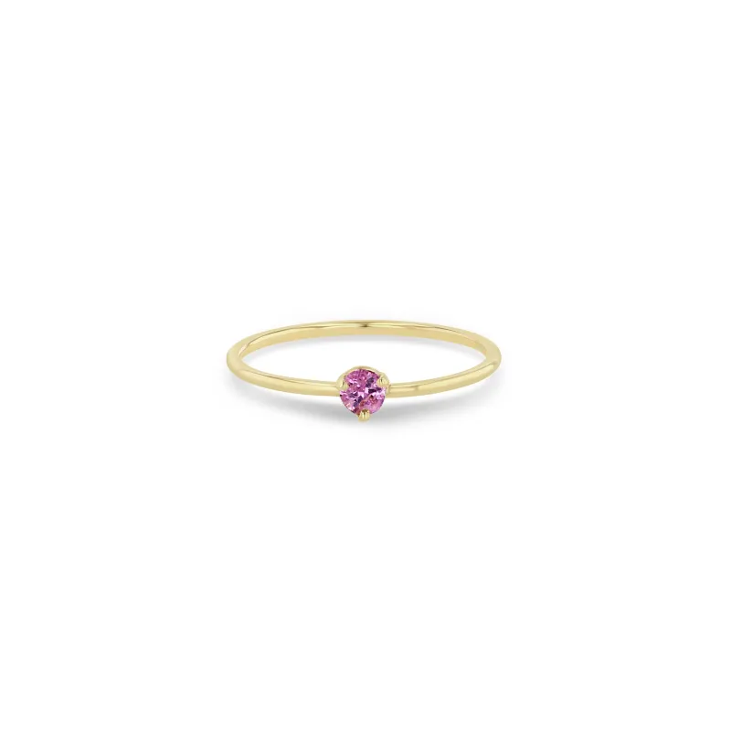 14k Single Prong Pink Sapphire Ring sold by Zoe Chicco