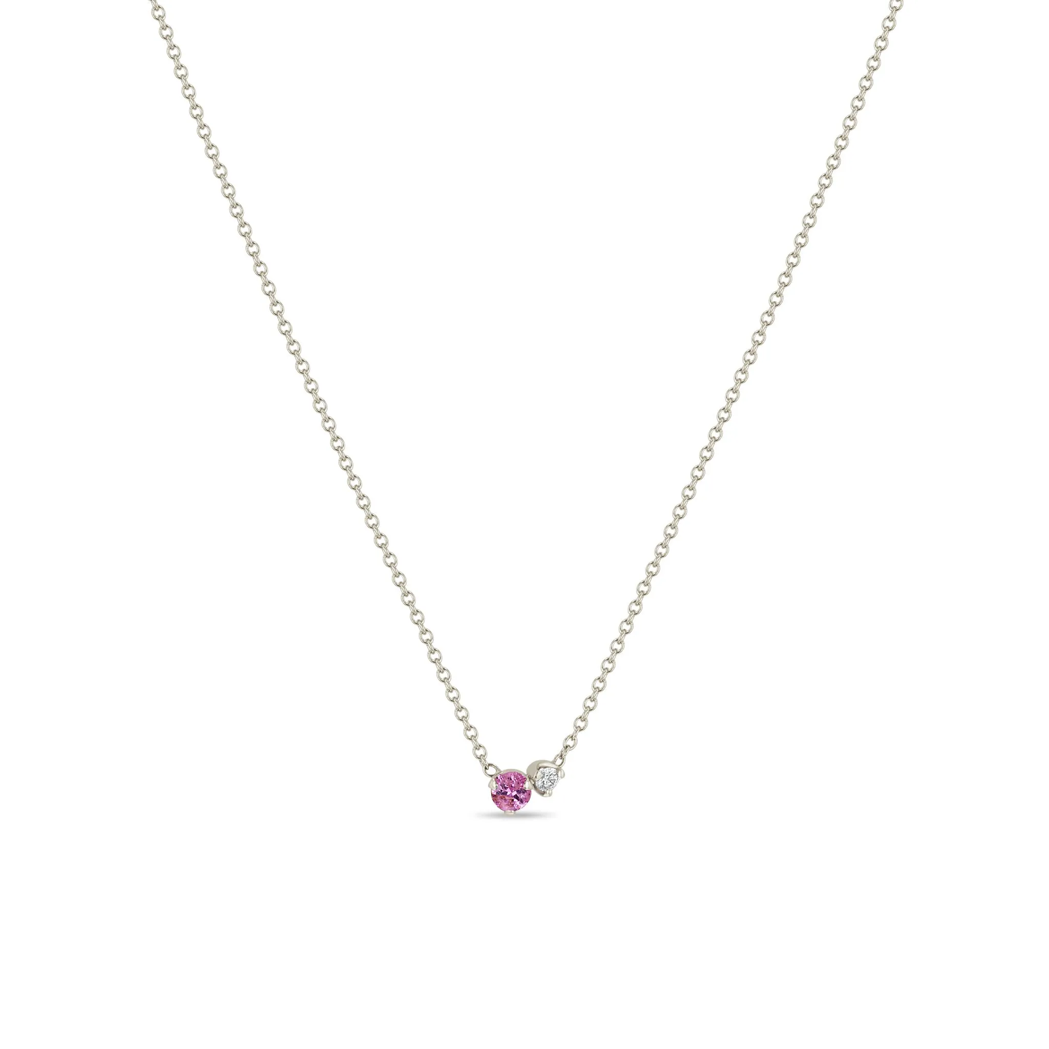 14k Prong Diamond & Pink Sapphire Necklace sold by Zoe Chicco product image thumbnail 3