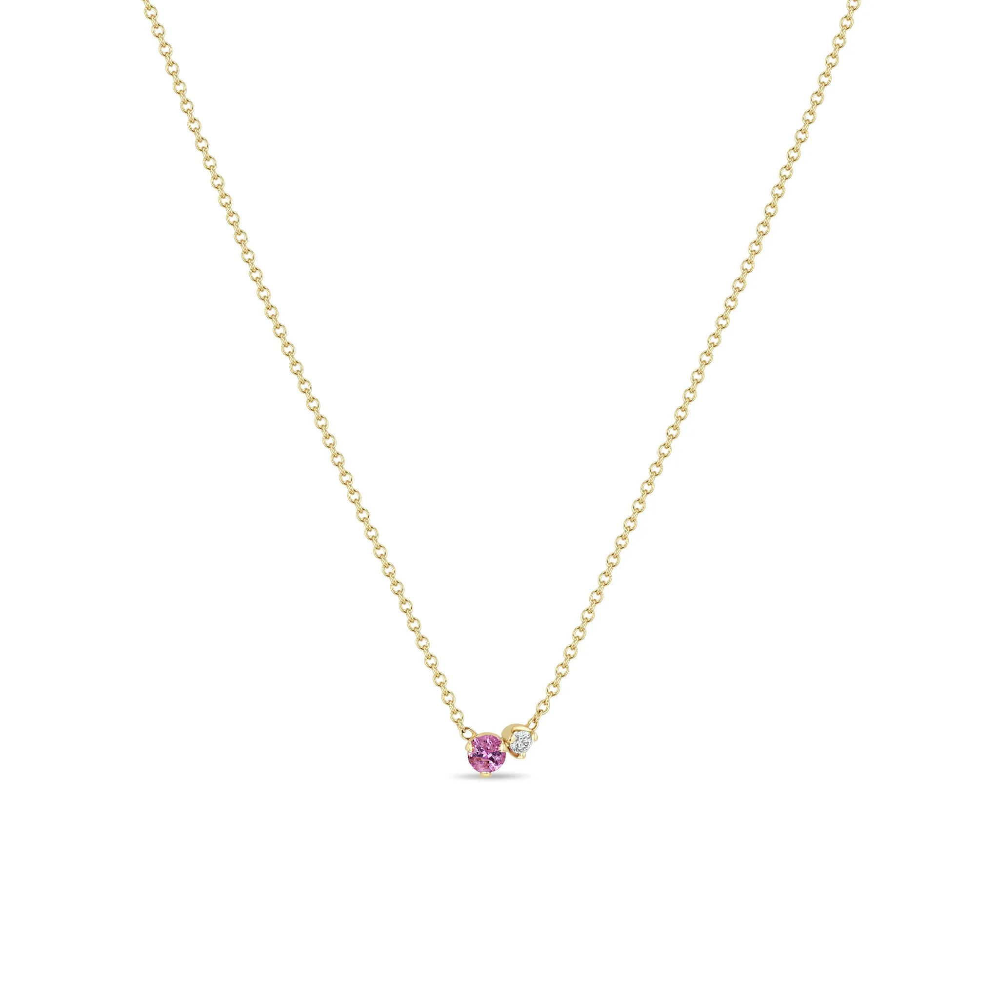 14k Prong Diamond & Pink Sapphire Necklace sold by Zoe Chicco