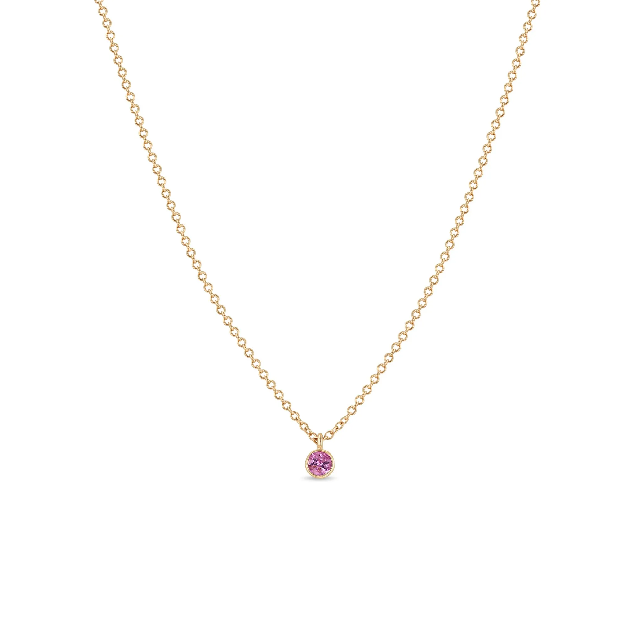 14k Single Pink Sapphire Bezel Pendant Necklace sold by Zoe Chicco product image thumbnail 2