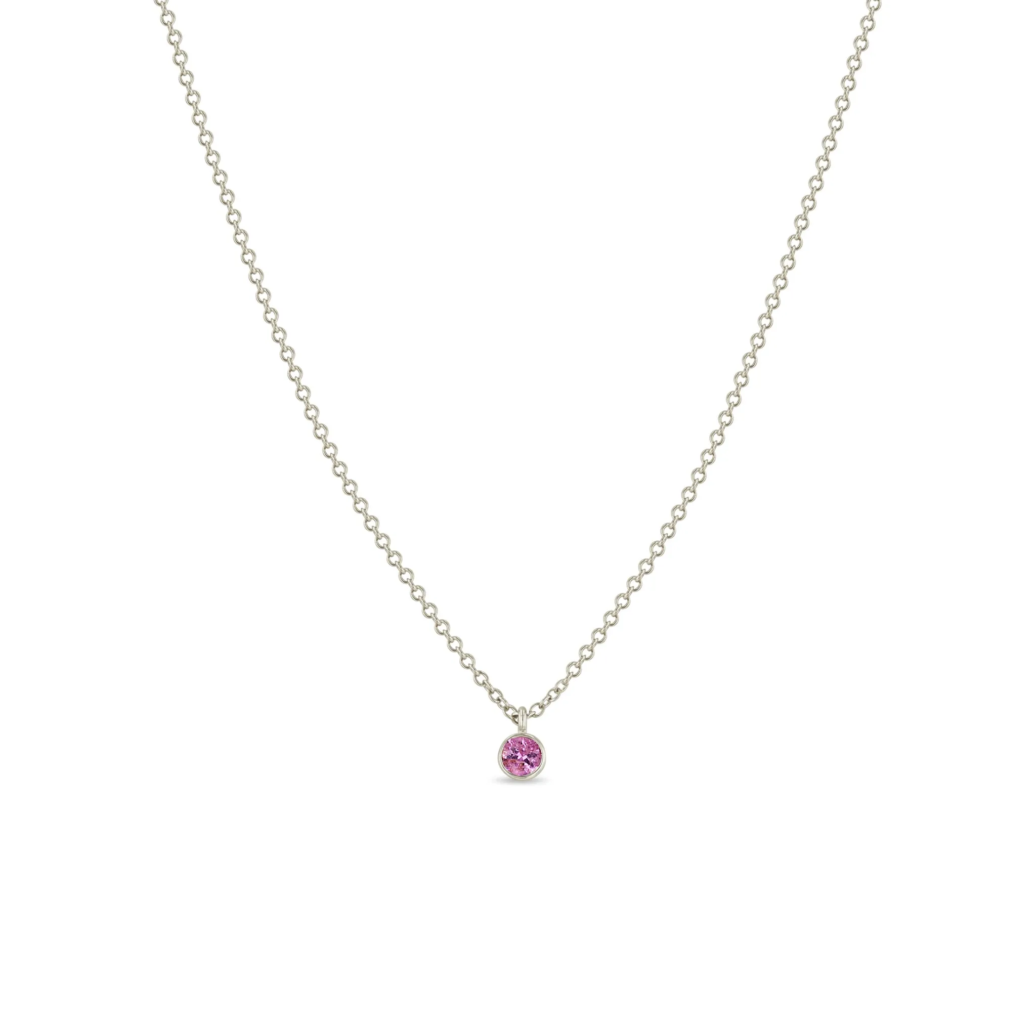 14k Single Pink Sapphire Bezel Pendant Necklace sold by Zoe Chicco product image thumbnail 3