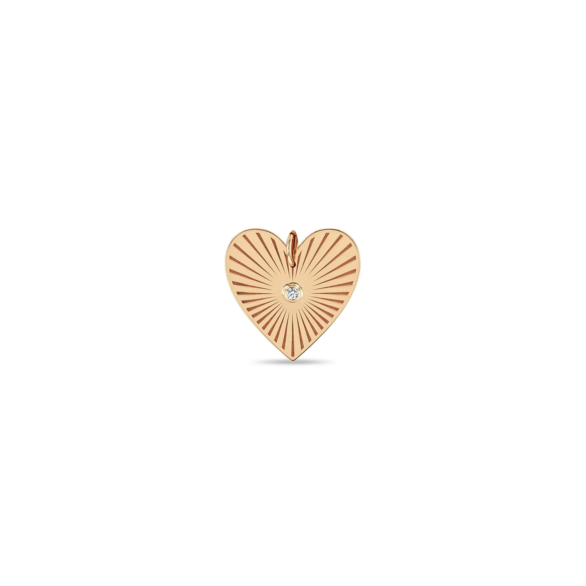 14k Single Large Radiant Heart Diamond Bezel Medallion Charm Pendant sold by Zoe Chicco product image thumbnail 2