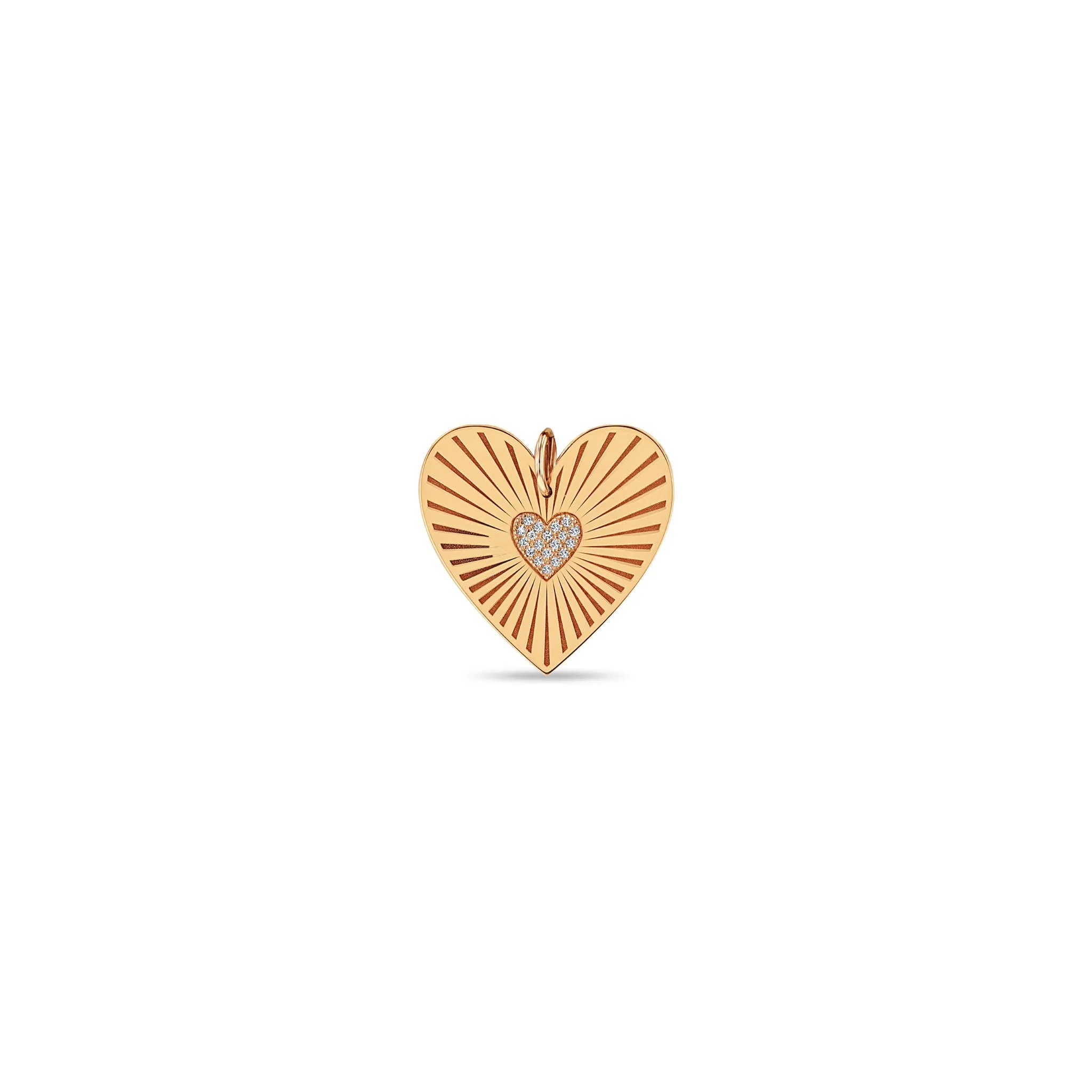 14k Single Large Pavé Diamond Radiant Heart Medallion Charm Pendant sold by Zoe Chicco product image thumbnail 3