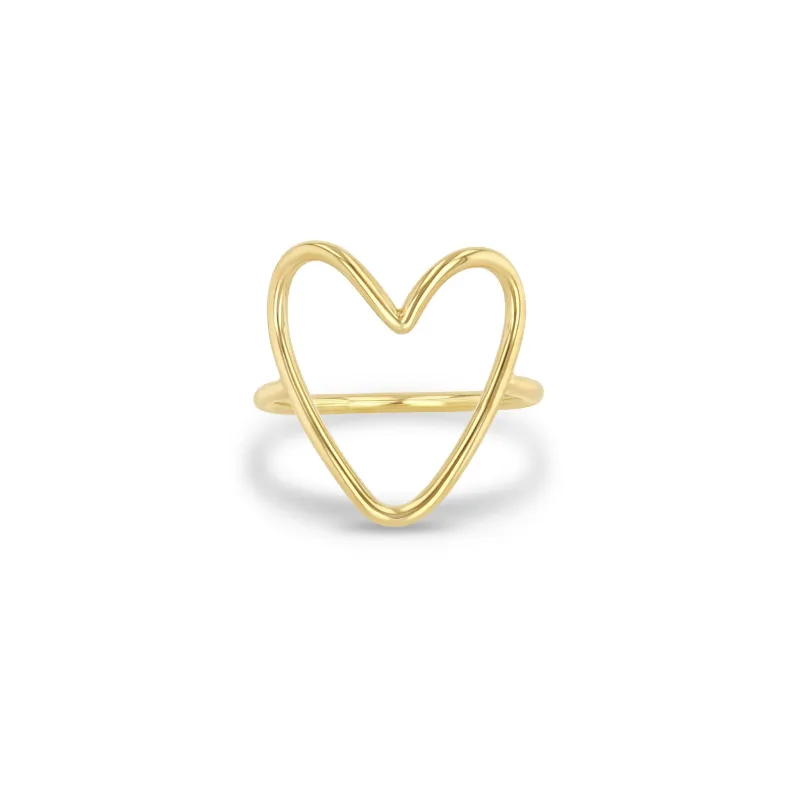 14k Gold Large Open Heart Ring made by Zoe Chicco