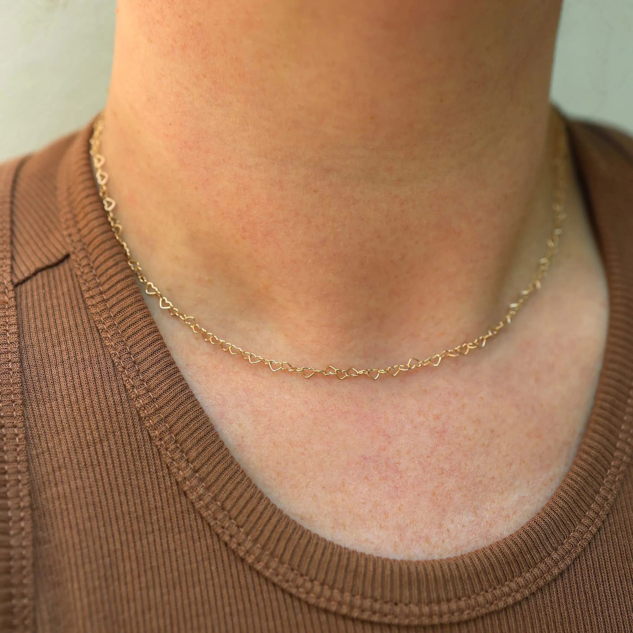 14k Gold Heart Link Necklace - SALE sold by Zoe Chicco product image thumbnail 2