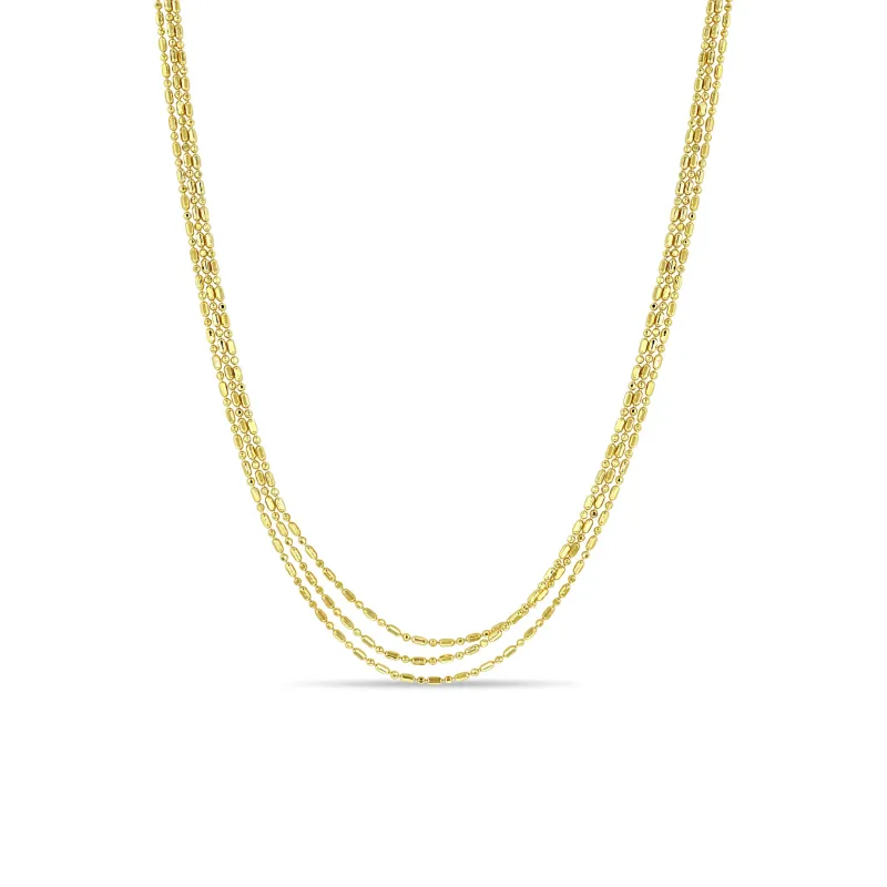 14k Gold Triple Strand Tube Bar Chain Necklace sold by Zoe Chicco