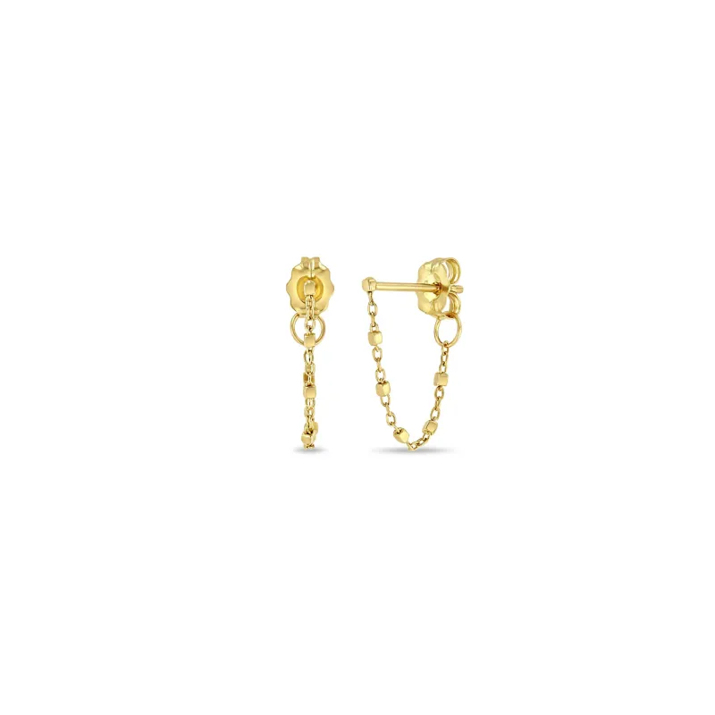14k Gold Square Bead Chain Huggie Earrings sold by Zoe Chicco