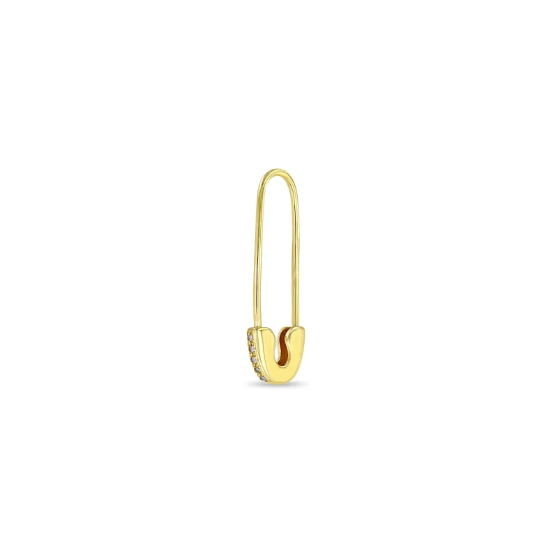 14k Gold Pavé Diamond Safety Pin Threader Earring sold by Zoe Chicco