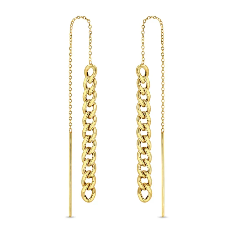 14k Gold Medium Curb Chain Drop Threaders sold by Zoe Chicco