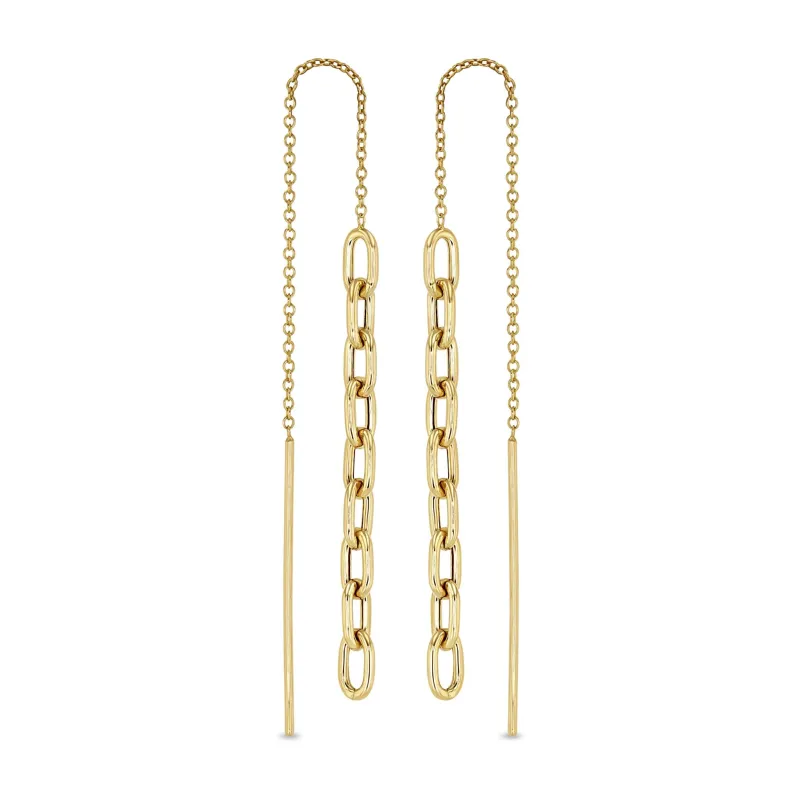 14k Gold Medium Square Oval Link Chain Drop Threaders sold by Zoe Chicco
