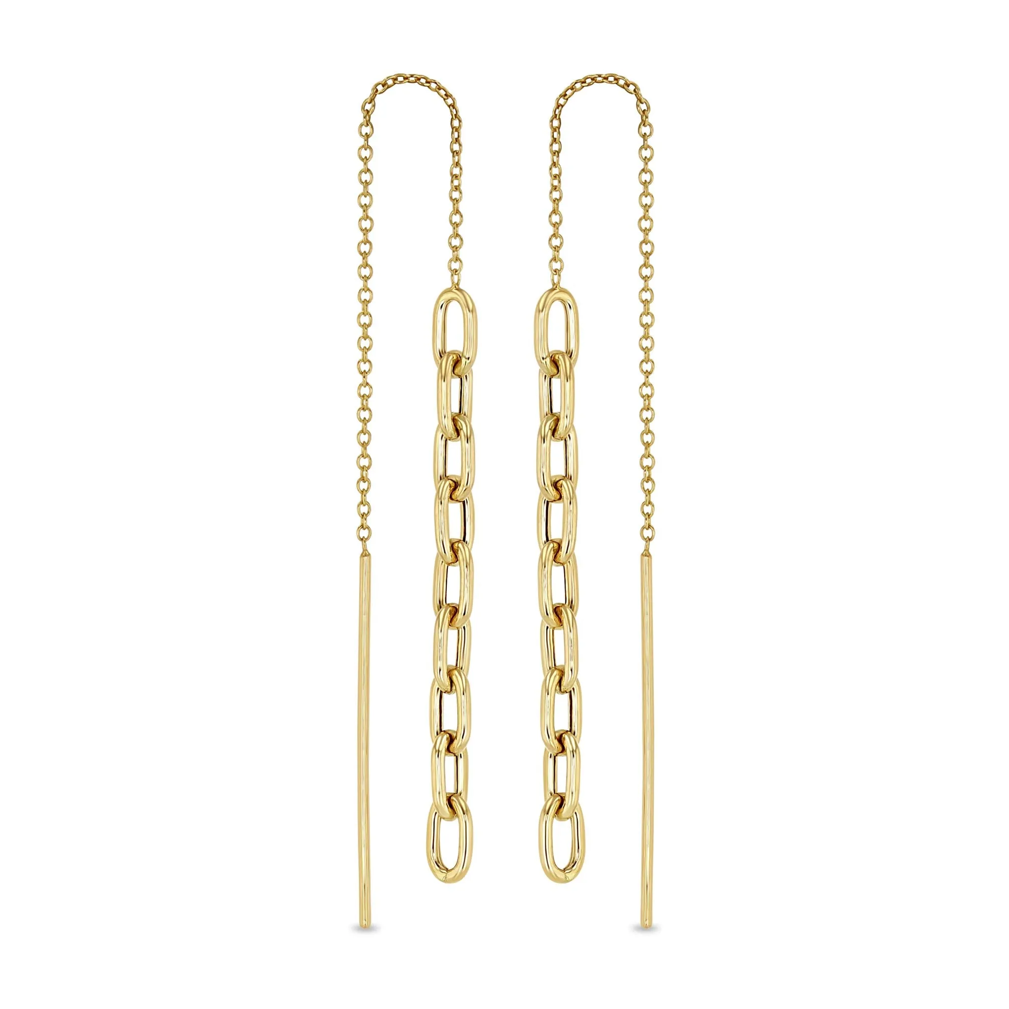 14k Gold Medium Square Oval Link Chain Drop Threaders sold by Zoe Chicco