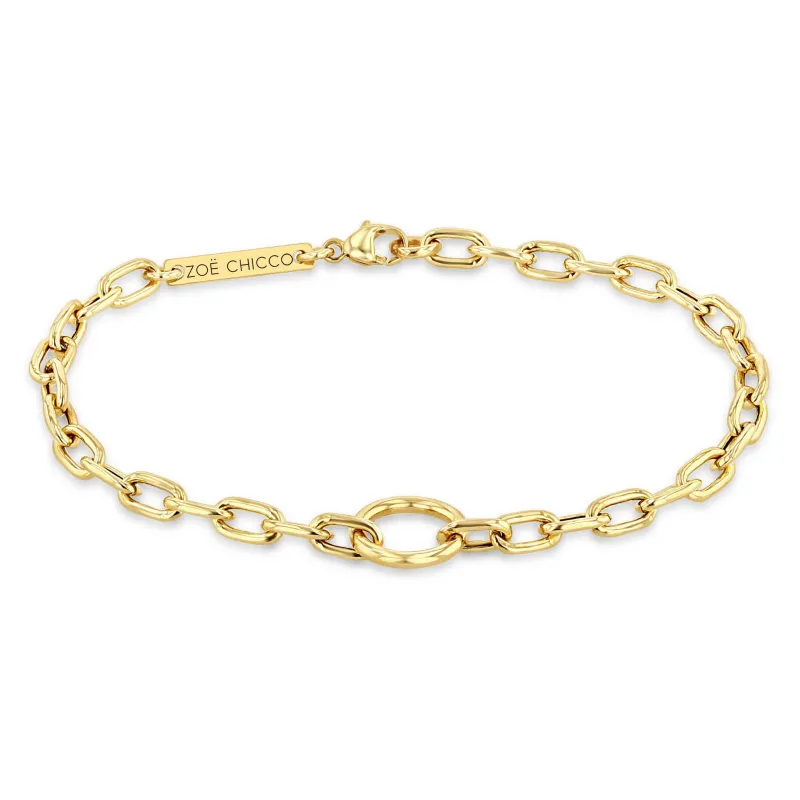 14k Circle Medium Square Oval Link Chain Bracelet sold by Zoe Chicco