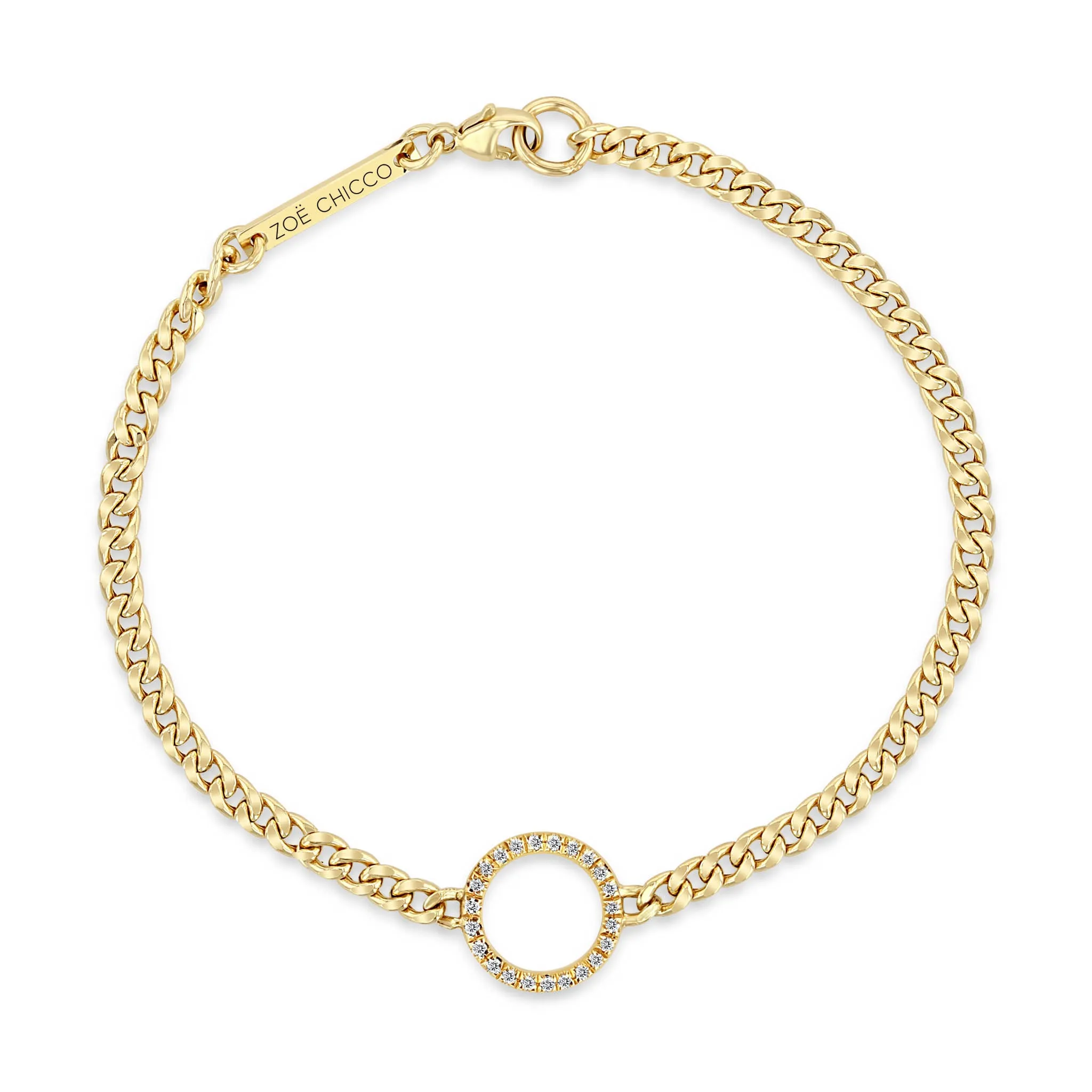 14k Pavé Diamond Circle Small Curb Chain Bracelet sold by Zoe Chicco product image thumbnail 2