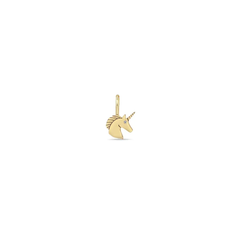 14k Single Midi Bitty Unicorn with Diamond Eye Charm sold by Zoe Chicco