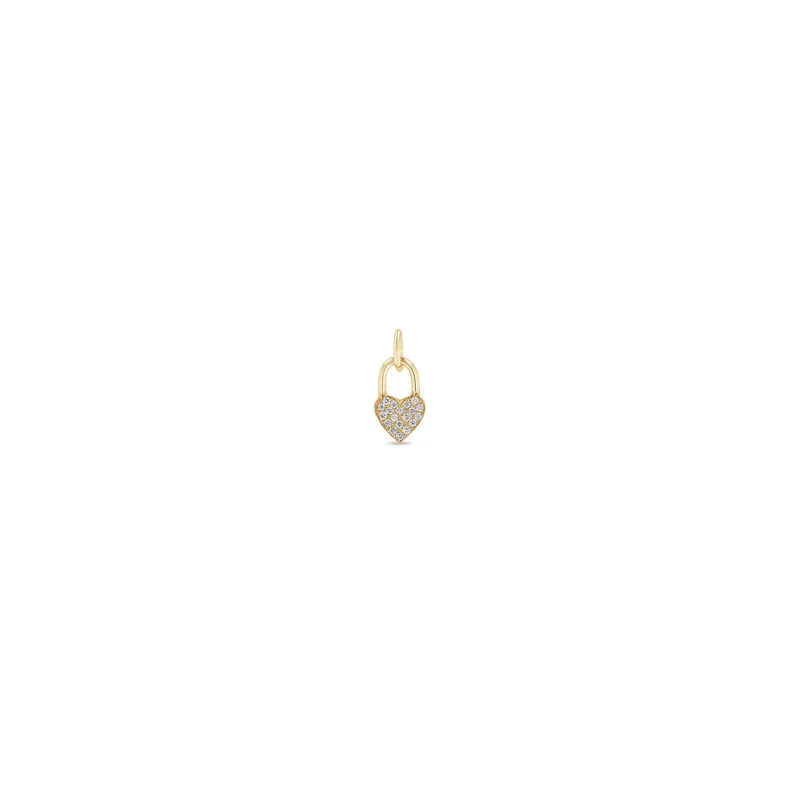 14k Single Midi Bitty Pavé Diamond Heart Padlock Charm sold by Zoe Chicco