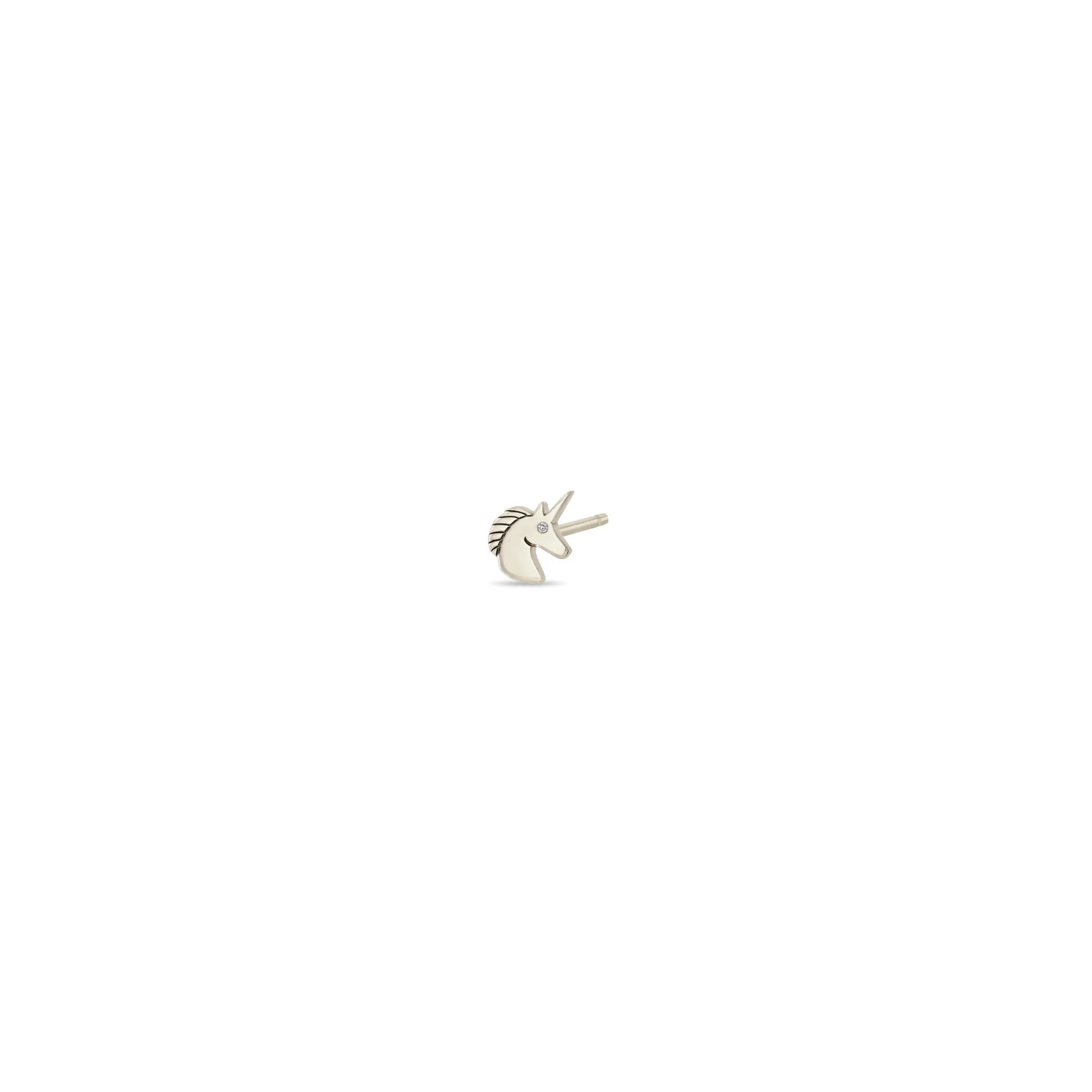 14k Itty Bitty Unicorn with Diamond Eye Stud sold by Zoe Chicco product image thumbnail 4