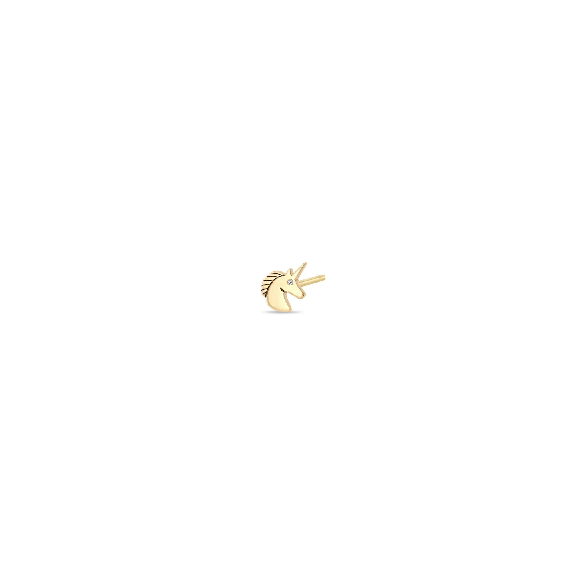 14k Itty Bitty Unicorn with Diamond Eye Stud sold by Zoe Chicco