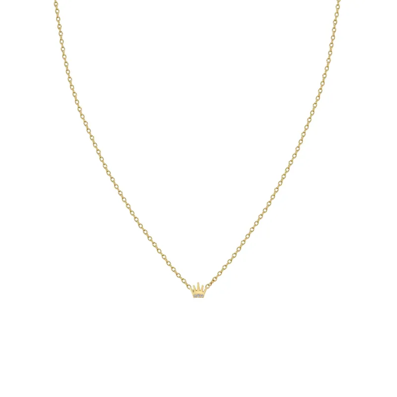 14k Itty Bitty Pavé Diamond Crown Necklace sold by Zoe Chicco